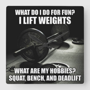 Squat, Bench, Deadlift - Powerlifting Motivational Square Wall Clock