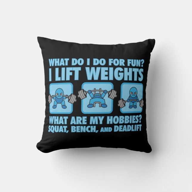 Squat, Bench Press, Deadlift - Hobbies - Kawaii Cushion (Front)