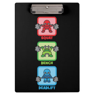 Squat, Bench Press, Deadlift - Kawaii Powerlifter Clipboard