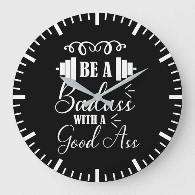 Squat Leg Day - Gym Workout Motivational  Large Clock (Front)