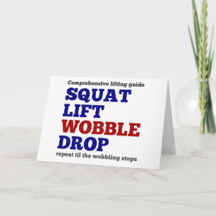 Squat lift wobble drop. Gym motivation Card