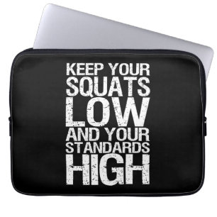 Squat Low - Bodybuilding Workout Motivational Laptop Sleeve
