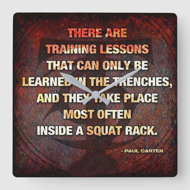 Squat Rack Trenches - Gym Workout Inspirational Square Wall Clock (Front)