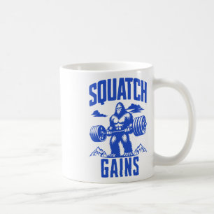 Squatch Gains Weight Lifting Humour Monochrome Gym Coffee Mug