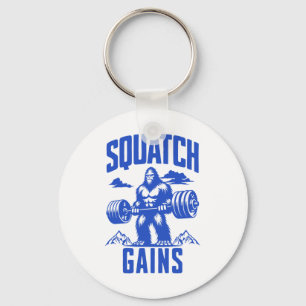 Squatch Gains Weight Lifting Humour Monochrome Gym Key Ring