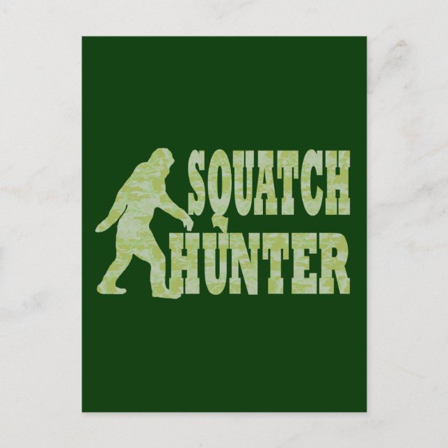 Squatch hunter on camouflage postcard (Front)