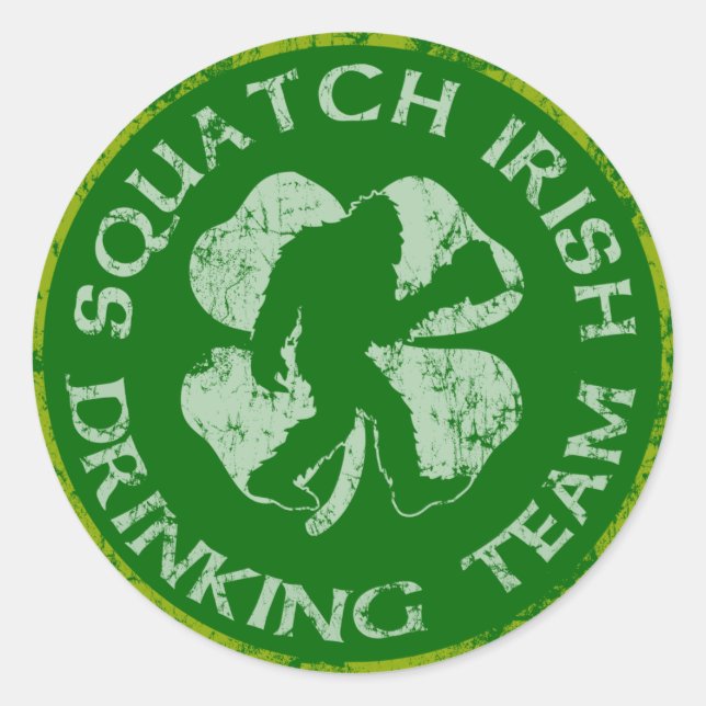 Squatch Irish Drinking Team Classic Round Sticker (Front)