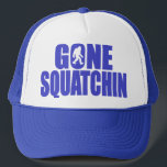 SQUATCH like a PRO in Bobo's GONE SQUATCHIN Trucker Hat<br><div class="desc">I do think there's a SQUATCH IN THESE WOODS.  Fun design like TV's popular “Bobo - GONE SQUATCHIN” hat - celebrating everyone's favourite 9 foot hairy nightmare - BIGFOOT.  For fans of the Animal Planet TV show FINDING BIGFOOT,  our Bigfoot Shirts and Bigfoot Hats make the PERFECT GIFT.</div>