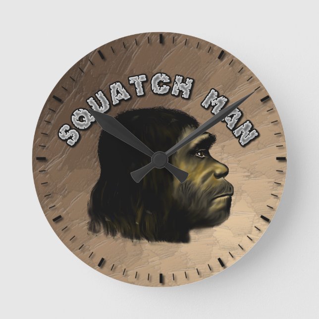 Squatch Man Round Clock (Front)