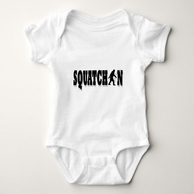 Squatchin, black text baby bodysuit (Front)