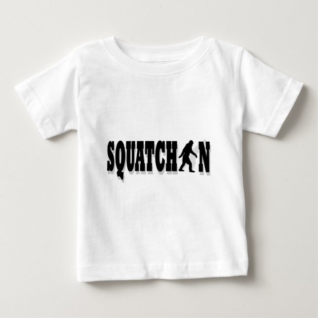 Squatchin, black text baby T-Shirt (Front)