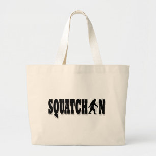 Squatchin, black text large tote bag