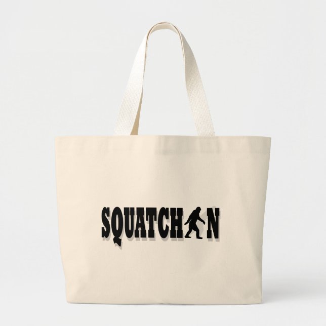 Squatchin, black text large tote bag (Front)