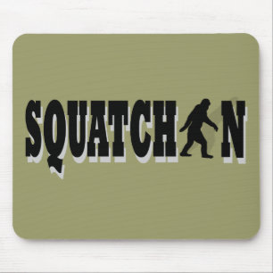 Squatchin, black text mouse pad