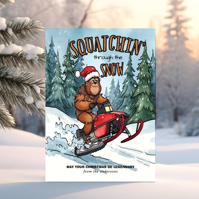 Squatchin' through the Snow Bigfoot Christmas Holiday Card (Creator Uploaded)
