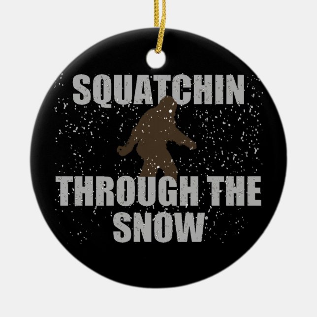 Squatchin Through The Snow Sasquatch Ornament (Front)