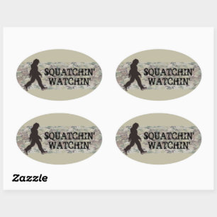 Squatchin' Watching Two Oval Sticker