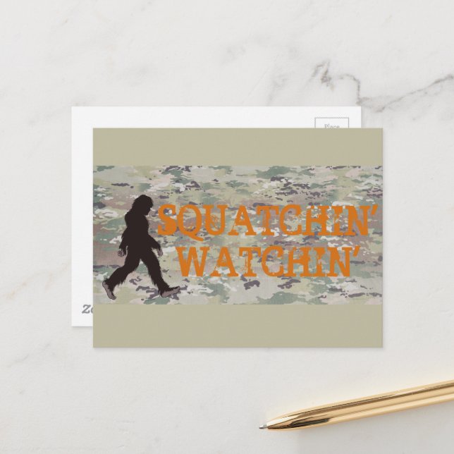 Squatchin' Watching Two Postcard (Front/Back In Situ)