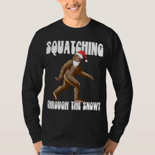 Squatching Through The Snow Christmas Bigfoot Sant T-Shirt