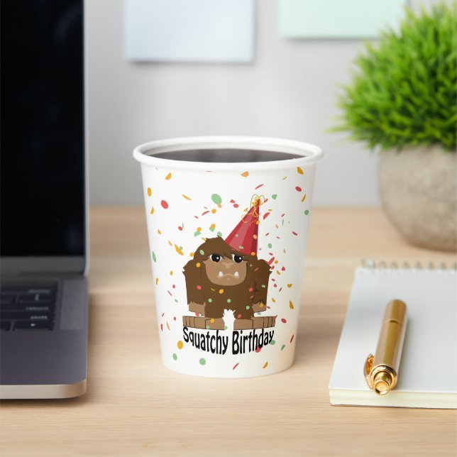 Squatchy Birthday Paper Cup (Insitu)