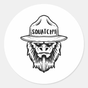 Squatchy Camping Bigfoot Sasquatch Funny Men Women Classic Round Sticker