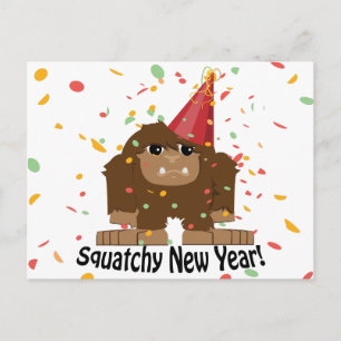 Squatchy New Year Holiday Postcard