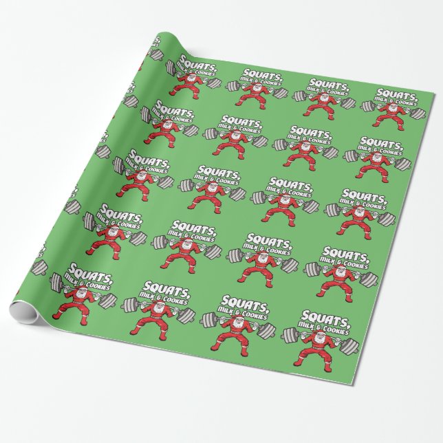 Squats, Milk and Cookies - Santa Claus Wrapping Paper (Unrolled)