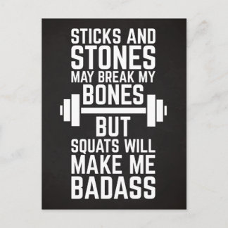 Squats Will Make Me Badass Gym Quote Postcard