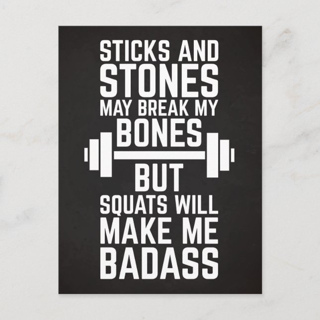 Squats Will Make Me Badass Gym Quote Postcard (Front)