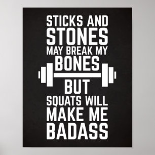 Squats Will Make Me Badass Gym Quote Poster