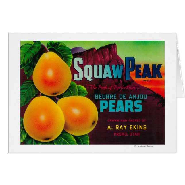 Squaw Peak Pear Crate LabelProvo, UT (Front Horizontal)