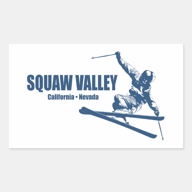 Squaw Valley Ski Resort Skier Rectangular Sticker (Front)