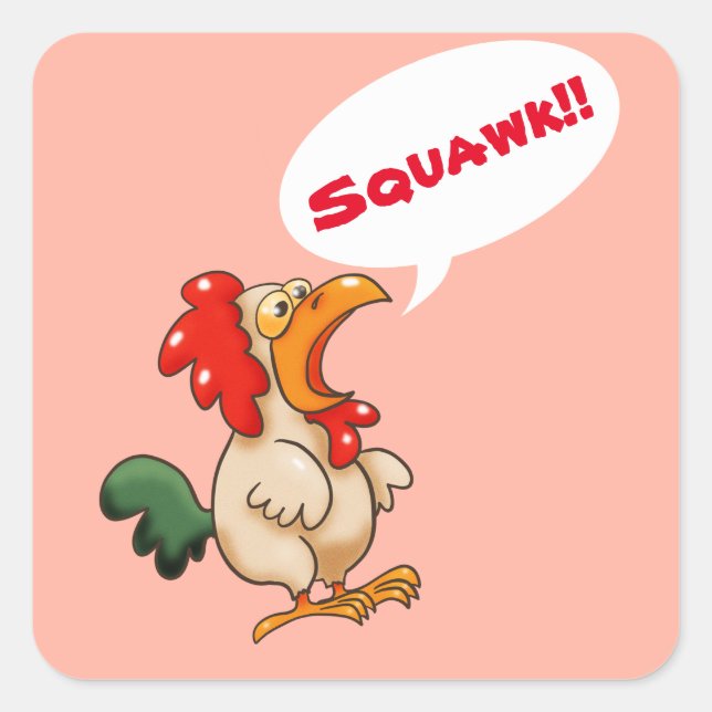 Squawking Chicken Square Sticker (Front)
