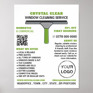 Squeegee, Window Cleaner, Cleaning Service Advert Poster