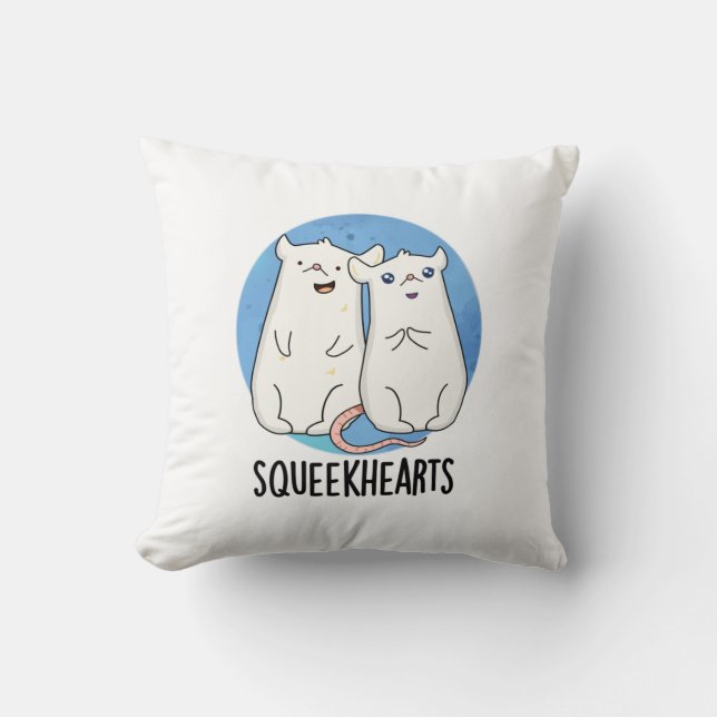 Squeekhearts Funny Mouse Sweetheart Pun Cushion (Front)