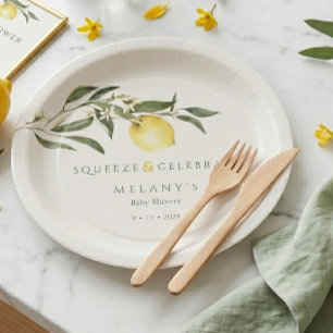 Squeeze & Celebrate Lemon Citrus Baby Shower Paper Plate