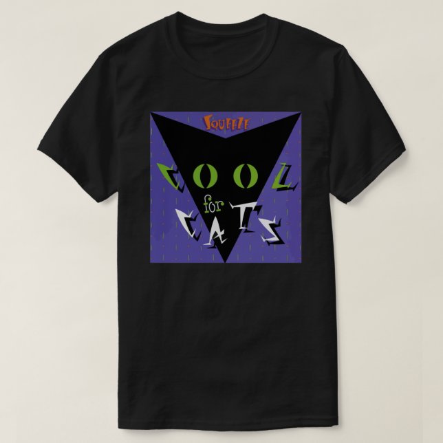 Squeeze Cool For Cats, Cool Cats Purple Green Esse T-Shirt (Design Front)