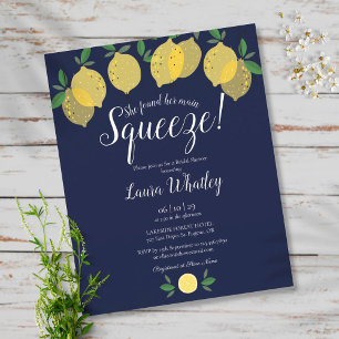 Squeeze Lemon Blue Bridal Shower Budget Invite