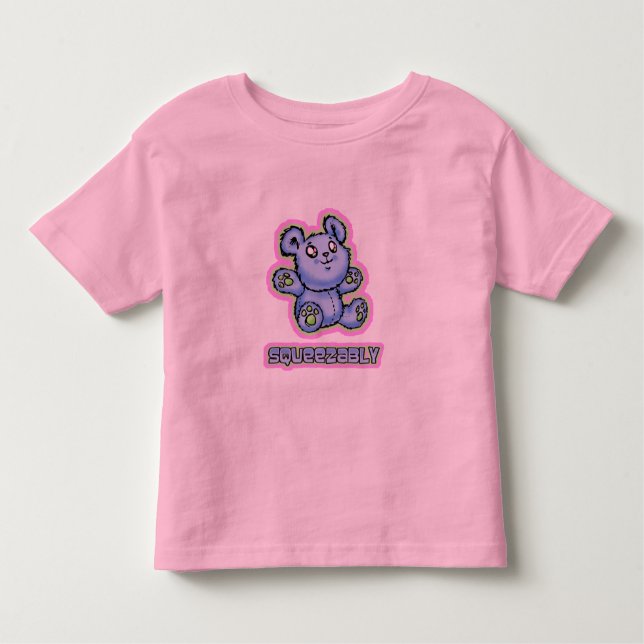 Squeeze Me Teddy Bear Cartoon Toddler T-Shirt (Front)