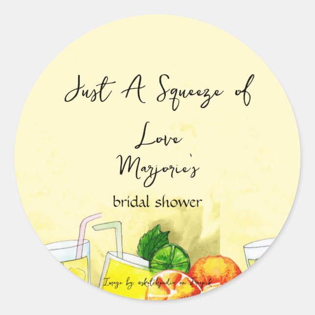 Squeeze of Love Lemonade Lemon Citrus Bridal Party Classic Round Sticker (Front)