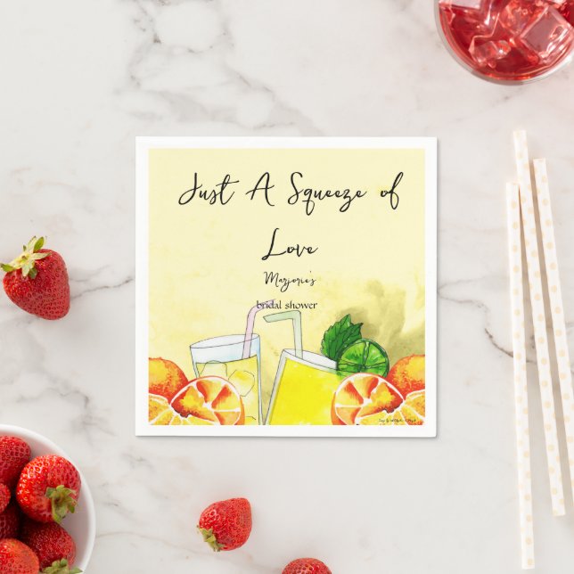 Squeeze of Love Lemonade Lemon Citrus Bridal Party Napkin (Insitu)