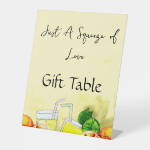Squeeze of Love Lemonade Lemon Citrus Bridal Party Pedestal Sign