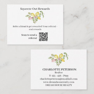 Squeeze Out Rewards Lemon Summer Real Estate Referral Card