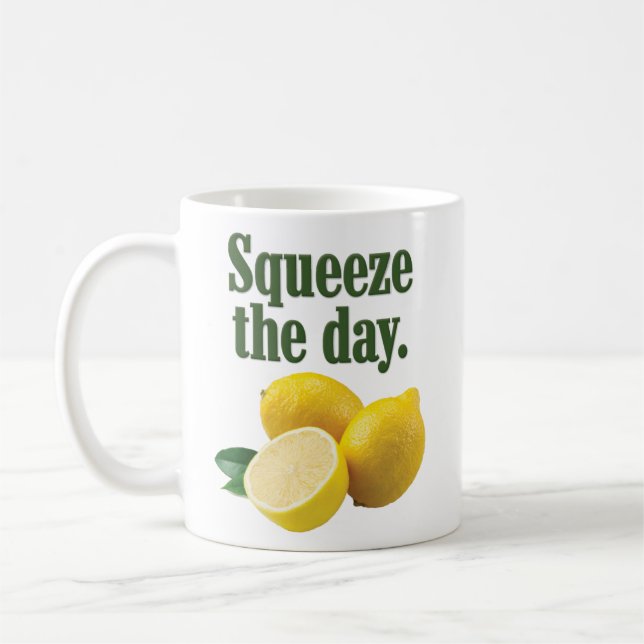 “Squeeze the Day” Colourful Lemon Coffee Mug (Left)