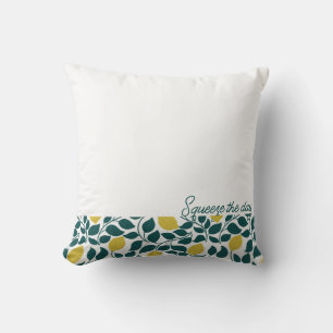 Squeeze the Day Lemon, Hand Drawn Citrus Cushion