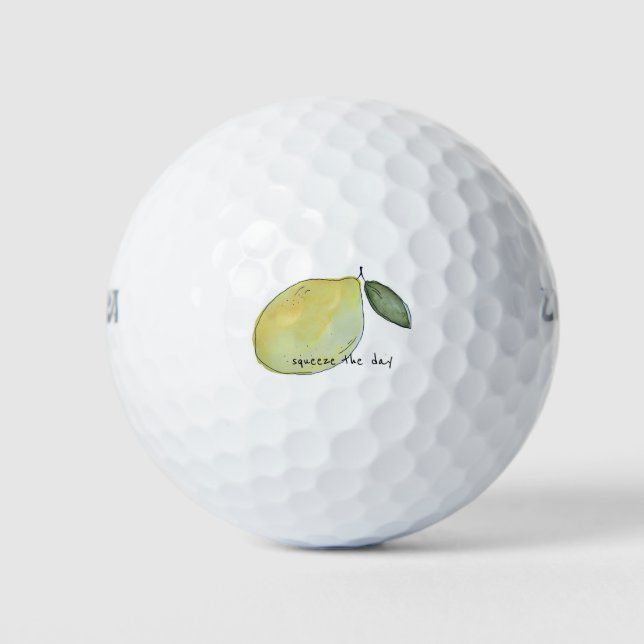 squeeze the day lemon mug golf balls (Front)