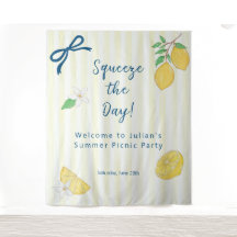 Squeeze the Day Lemon Summer Picnic Party Tapestry