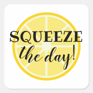 Squeeze the Day! Lemon Themed Square Sticker