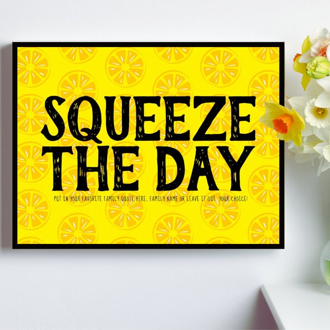 Squeeze The Day Lemons Fruit Yellow Black Pattern Poster (Creator Uploaded)