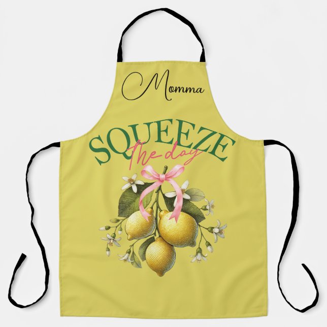 Squeeze the Day Lemons Personalised Apron (Front)